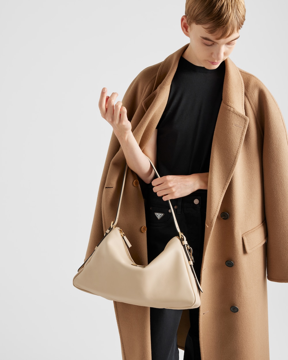 Prada Aimée Large Leather Shoulder Bag - Image 6